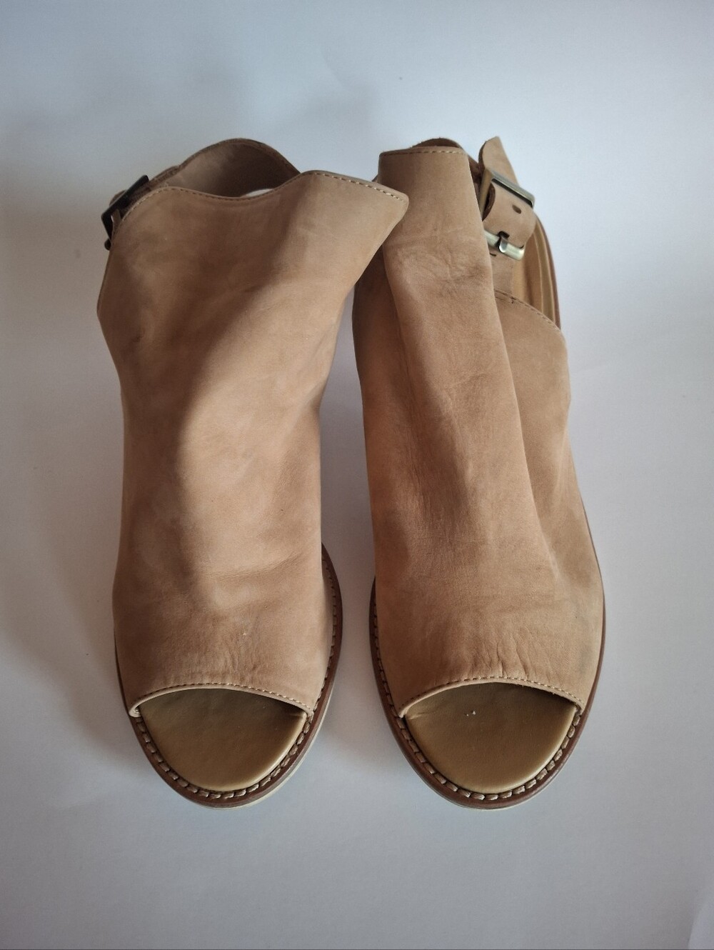 Chinese Laundry Caleb Natural Suede Peep-Toe Booties